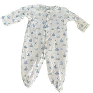 Kissy Kissy Premier Blue Ocean Beach Snap Front Footie 9 Months Pima Peru